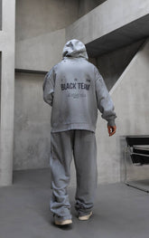 HANORAC SI PANTALONI SET GRI PRESPALAT "BLACK TEAM GYM"